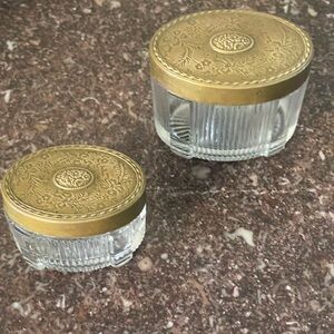 Elegant Gold Color (Brass) and Clear Glass Decorative Boxes